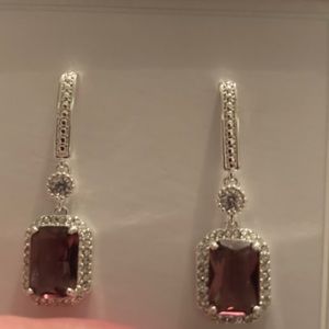Cubic zirconia amethyst earrings